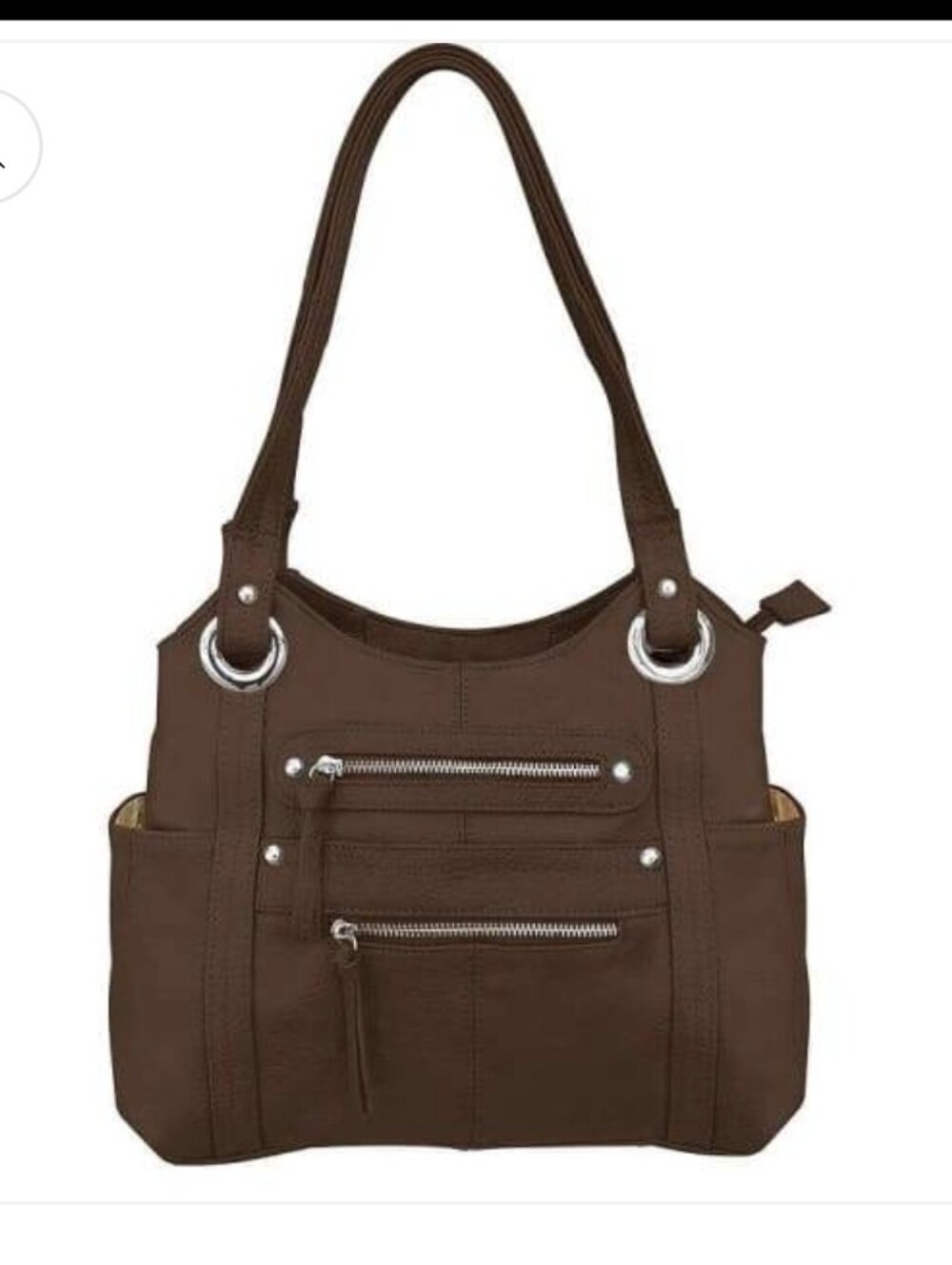 Roma-Handbag Shoulder Bag Women Concealed Carry Brown Pebbled Leather